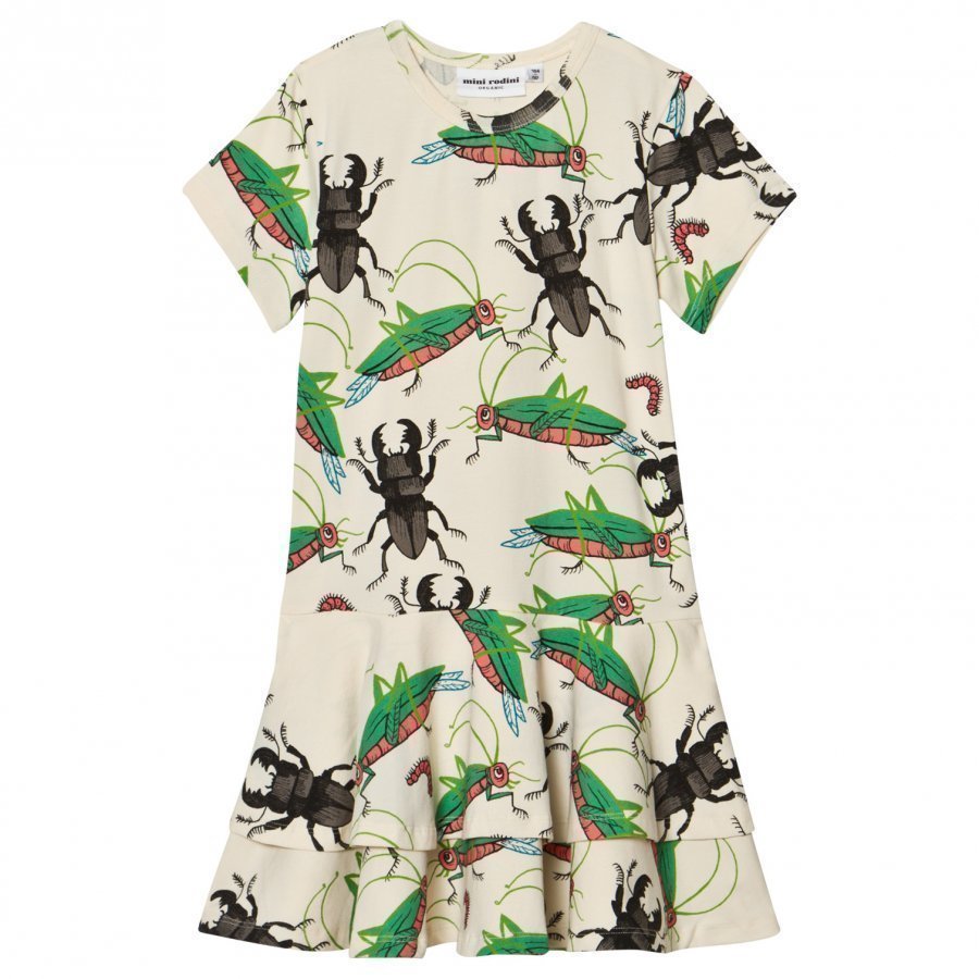 Mini Rodini Insects Frill Dress Off White Mekko