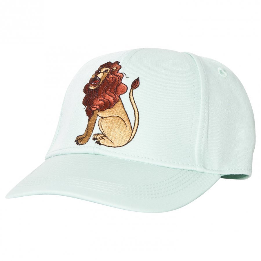 Mini Rodini Lion Embroidered Cap Light Green Lippis