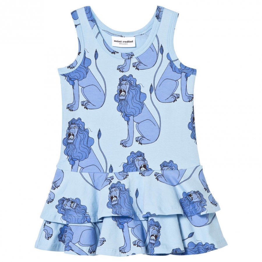 Mini Rodini Lion Frill Dress Light Blue Mekko