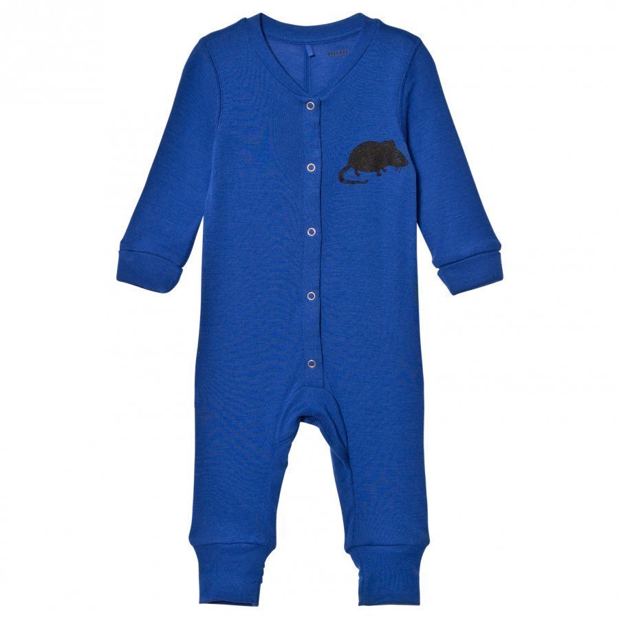 Mini Rodini Mr Mouse Wool One-Piece Blue Kokopuku