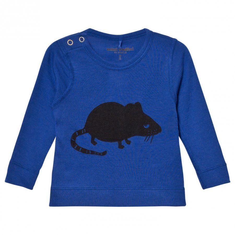 Mini Rodini Mr Mouse Wool Tee Blue Pitkähihainen T-Paita