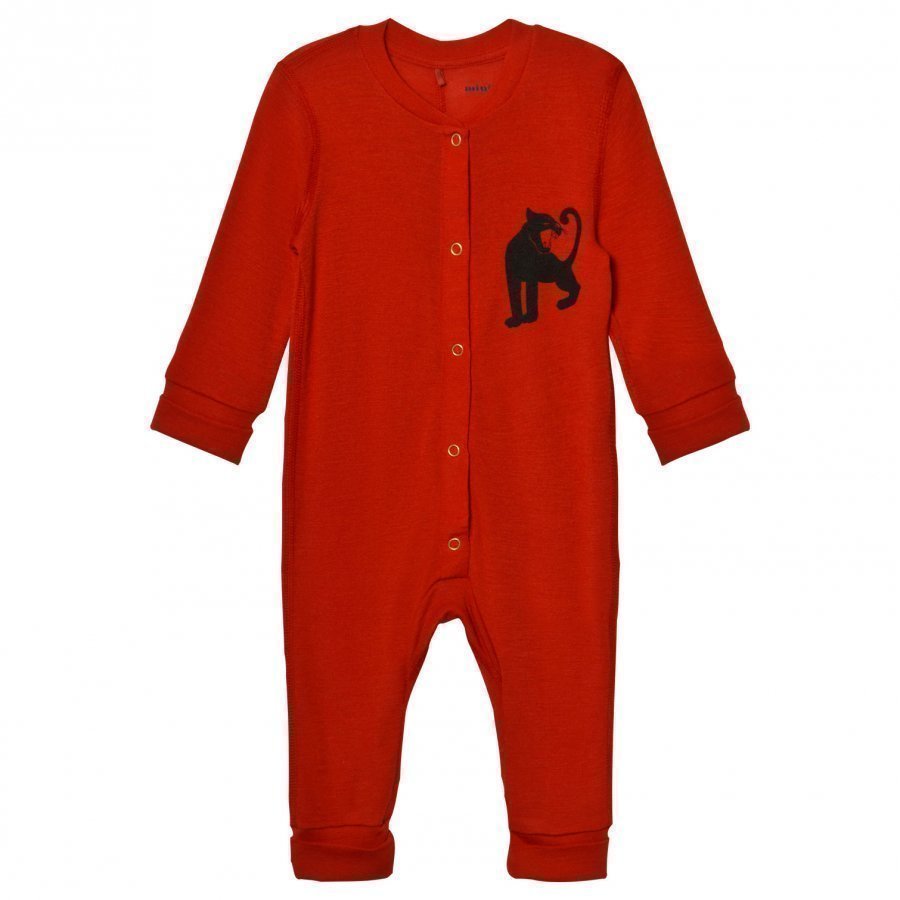 Mini Rodini Panther Wool One-Piece Red Kokopuku