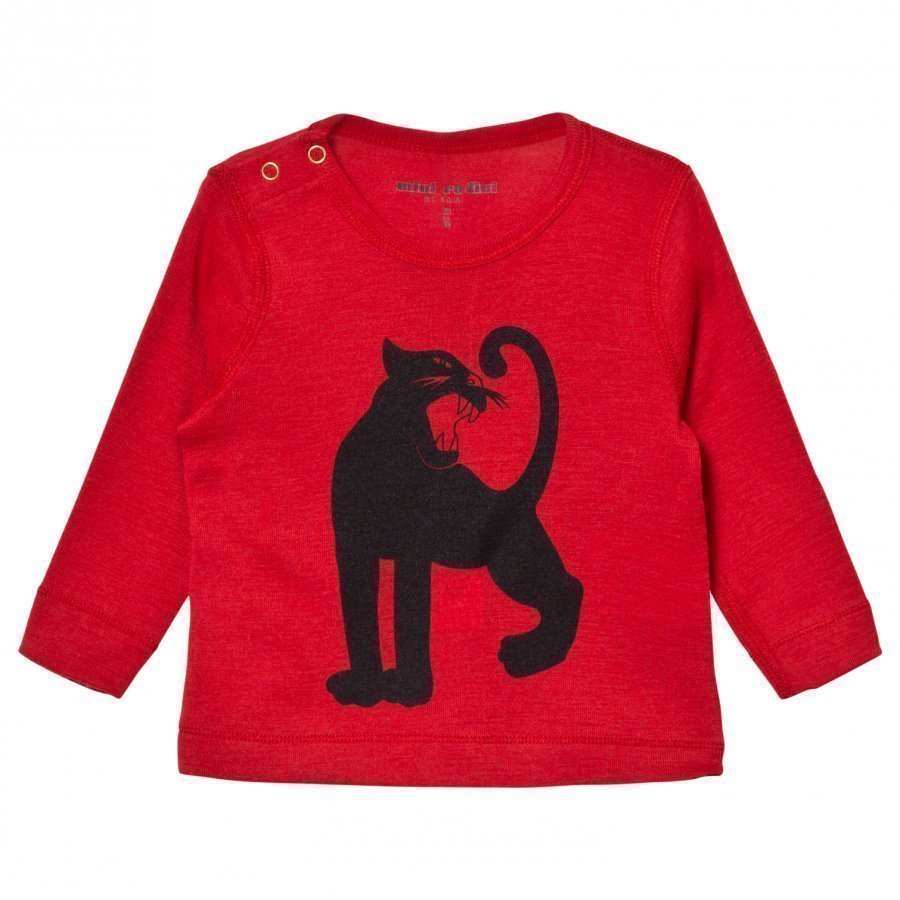 Mini Rodini Panther Wool Tee Red Pitkähihainen T-Paita