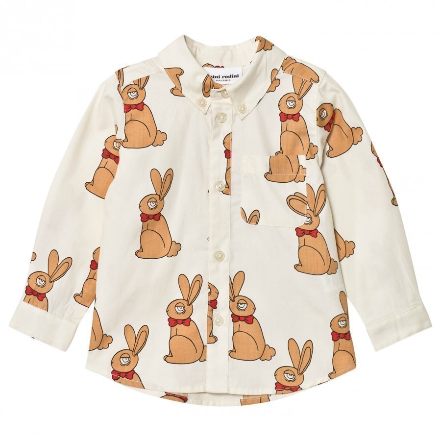 Mini Rodini Rabbit Shirt Off White Kauluspaita