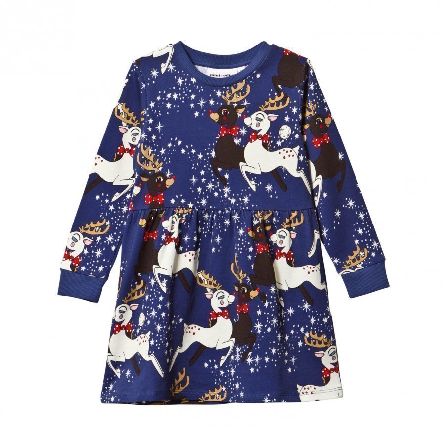 Mini Rodini Reindeer Dress Navy Mekko