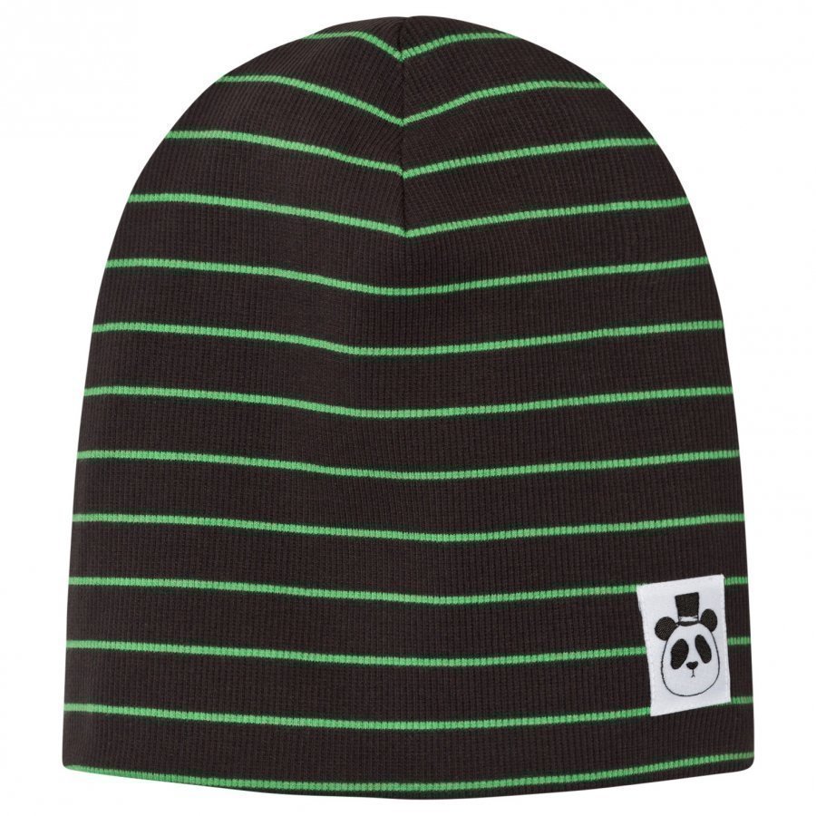 Mini Rodini Rib Beanie Stripe Black Pipo