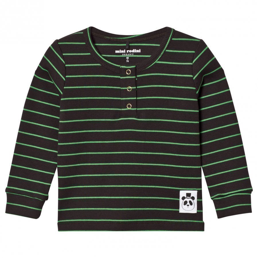 Mini Rodini Rib Grandpa Tee Stripe Black Pitkähihainen T-Paita