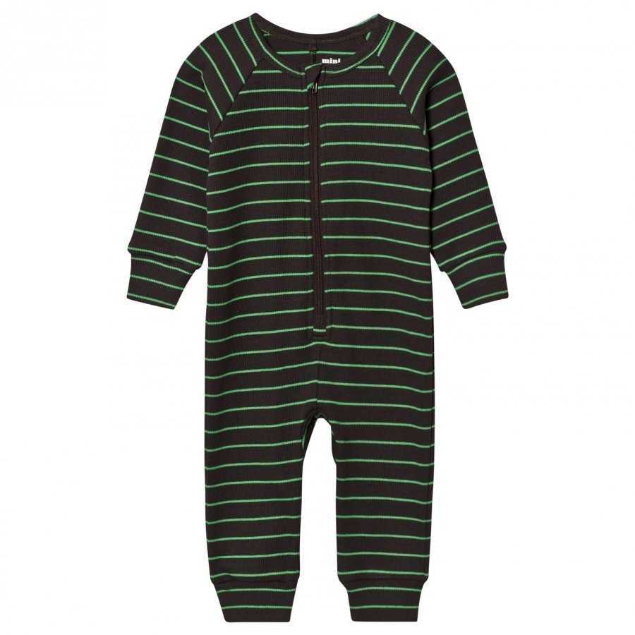 Mini Rodini Rib Onesie Stripe Black Body