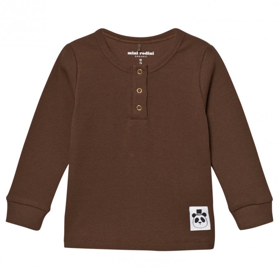 Mini Rodini Solid Rib Grandpa Top Brown Pitkähihainen T-Paita