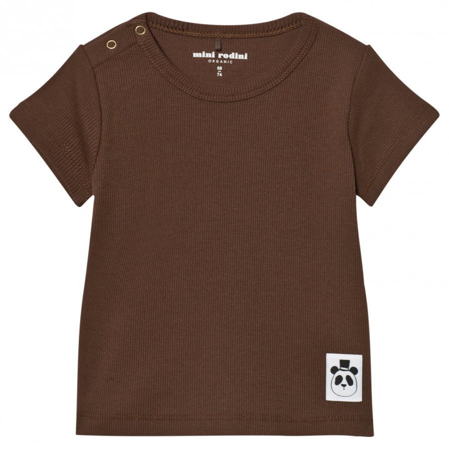 Mini Rodini Solid Rib Short Sleeved Tee Brown T-Paita