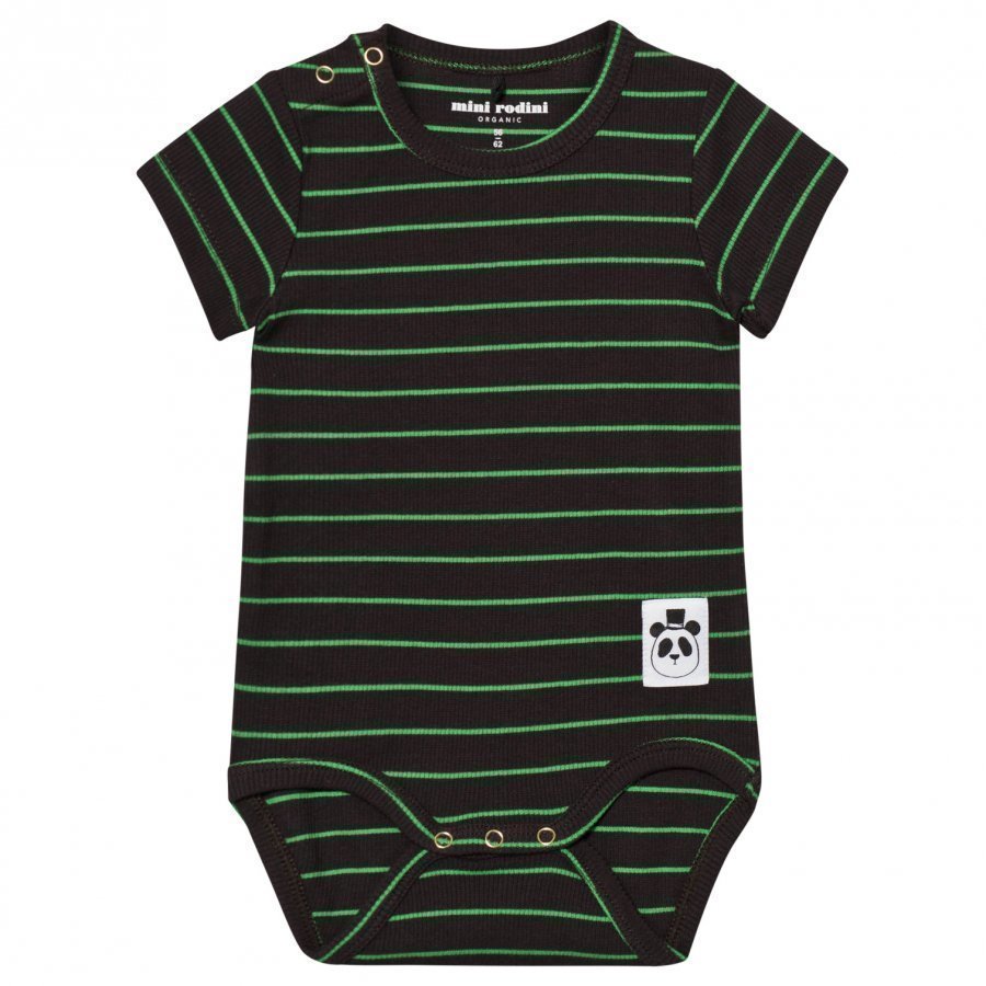 Mini Rodini Stripe Rib Baby Body Black Romper Puku