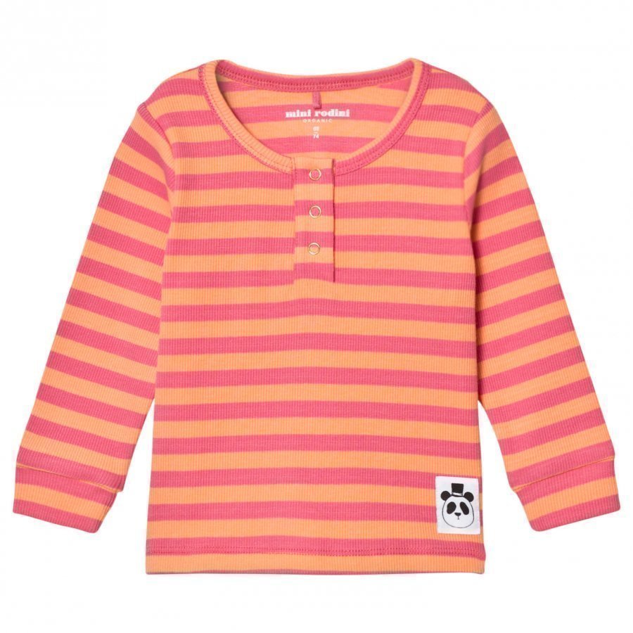 Mini Rodini Stripe Rib Grandpa Top Pink Pitkähihainen T-Paita