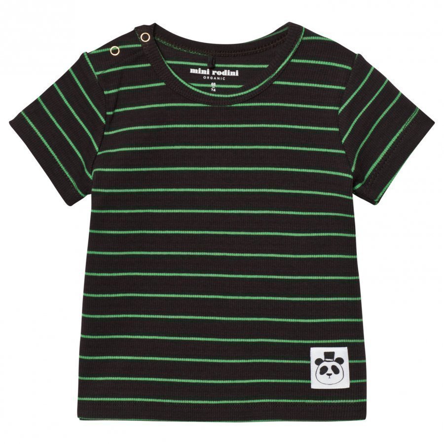 Mini Rodini Stripe Rib Short Sleeved Tee Black T-Paita