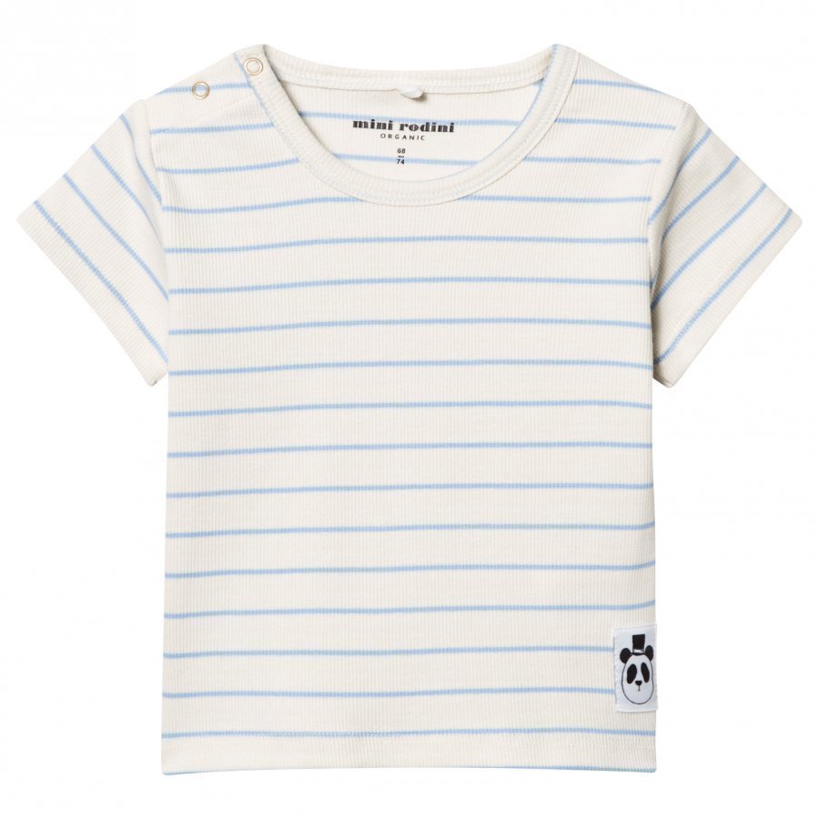 Mini Rodini Stripe Rib Tee Light Blue T-Paita