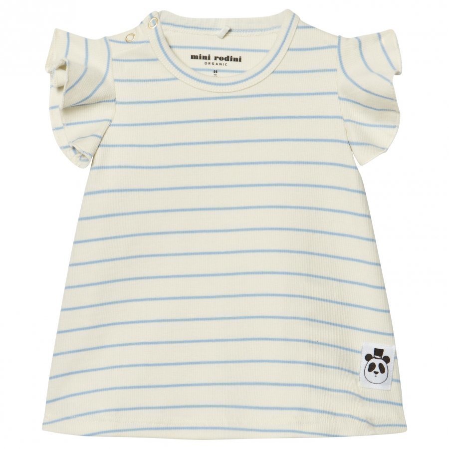 Mini Rodini Stripe Rib Wing Dress Light Blue Mekko