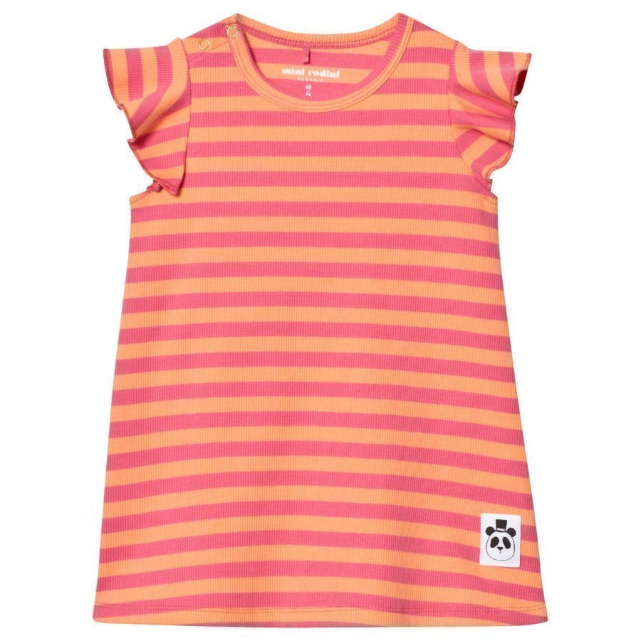 Mini Rodini Stripe Rib Wing Dress Pink Mekko