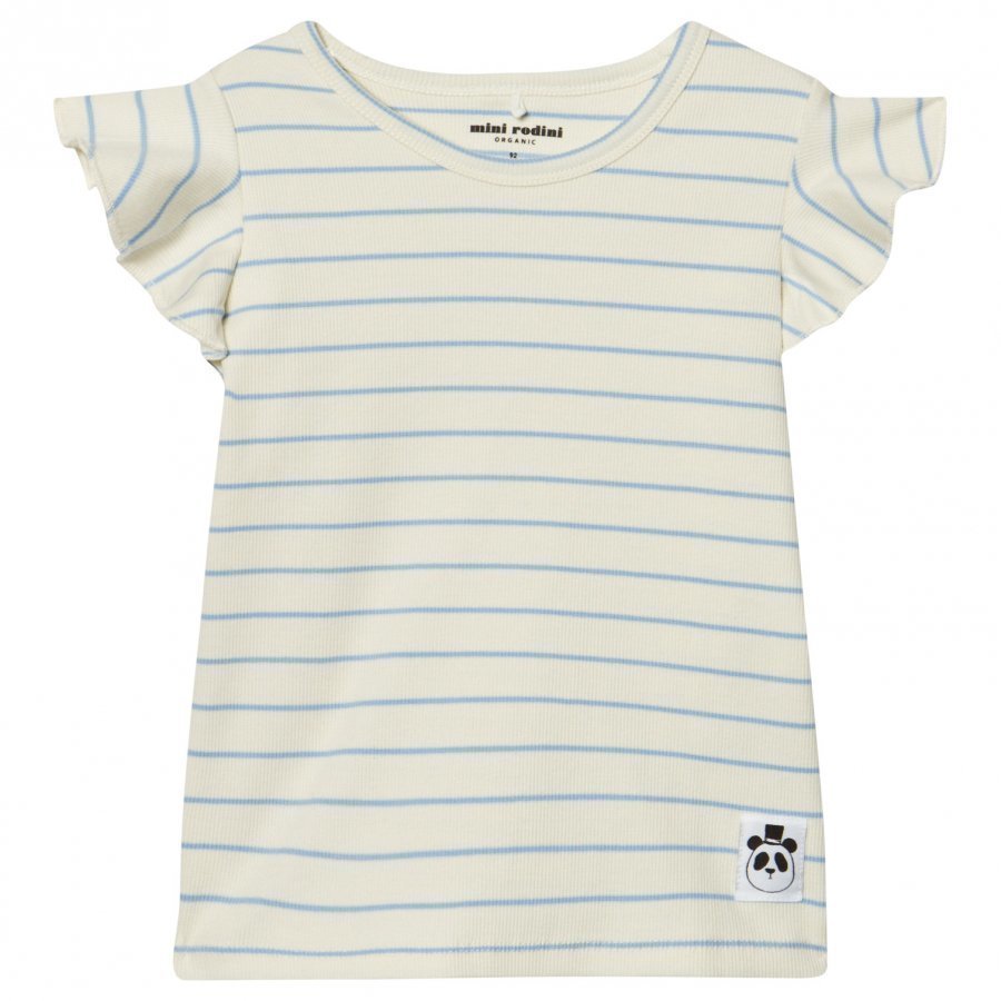 Mini Rodini Stripe Rib Wing Tee Light Blue T-Paita