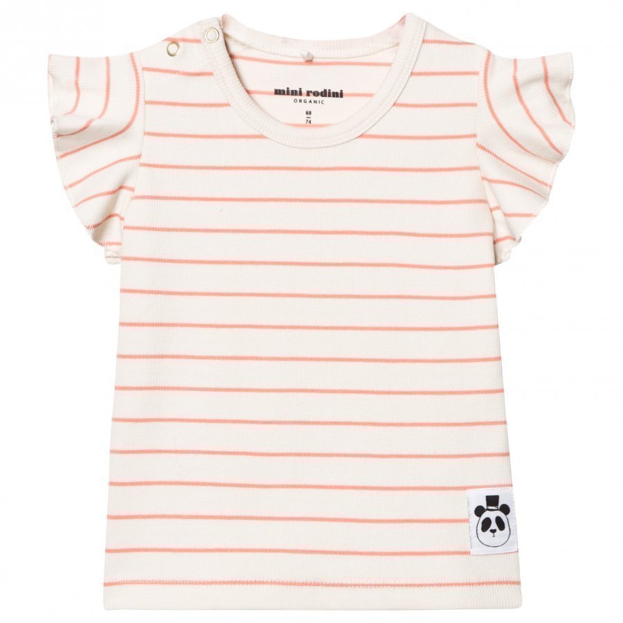 Mini Rodini Stripe Rib Wing Tee Pink T-Paita