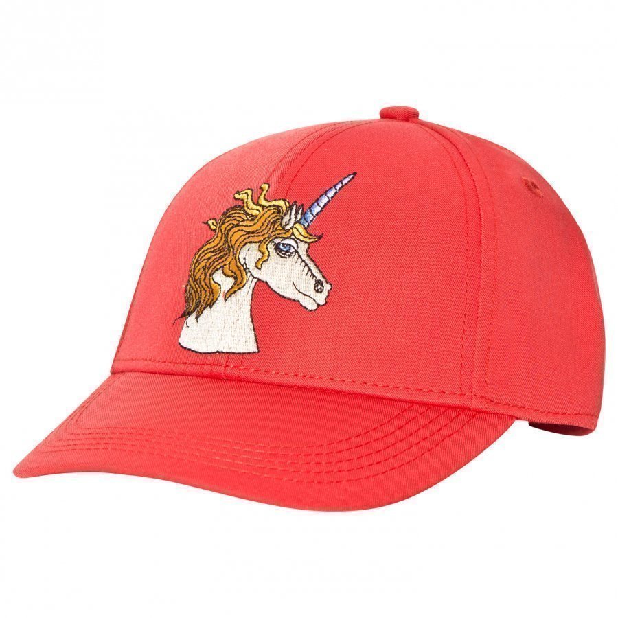 Mini Rodini Unicorn Embroidered Cap Red Lippis