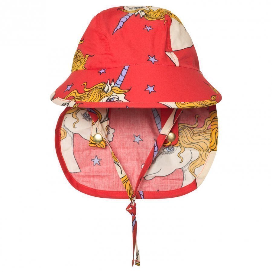 Mini Rodini Unicorn Star Sun Cap Red Lippis