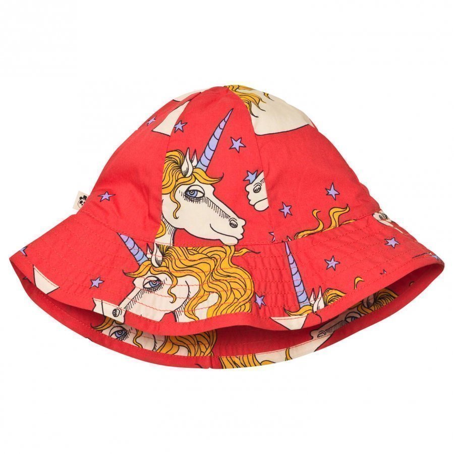 Mini Rodini Unicorn Star Sun Hat Red Aurinkohattu