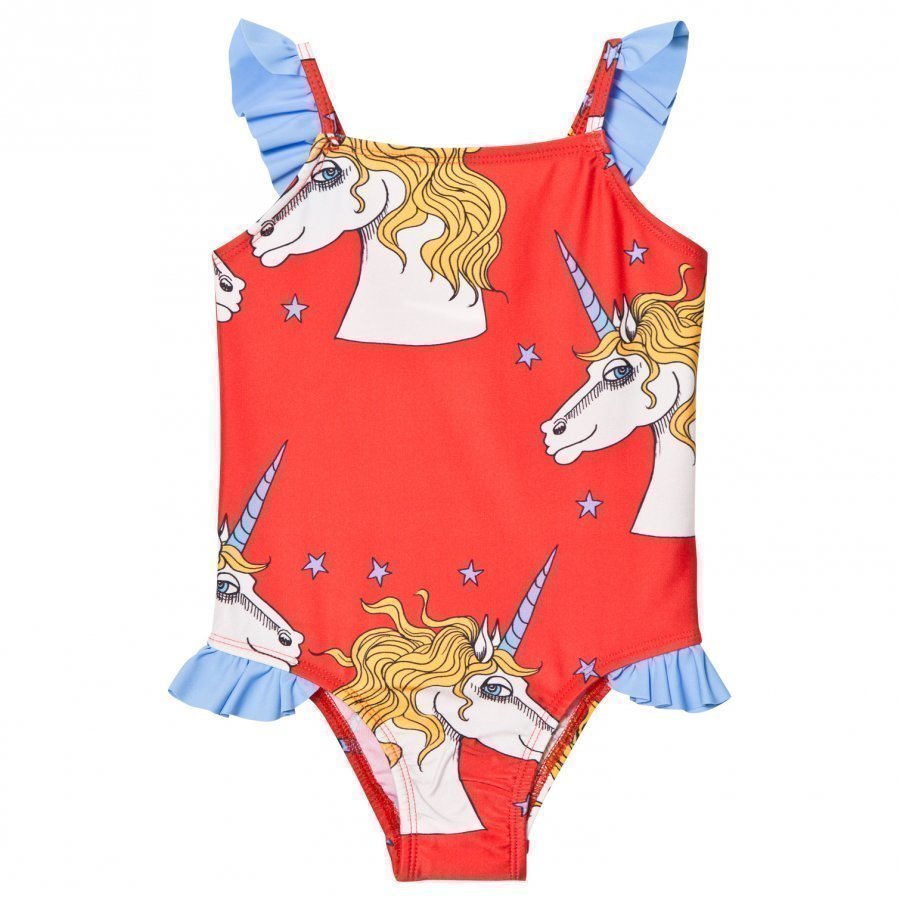 Mini Rodini Unicorn Star Wing Swimsuit Red Uimapuku