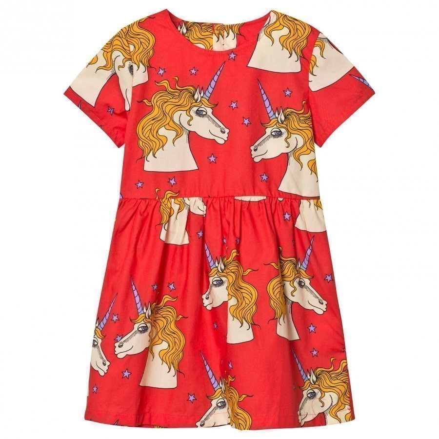 Mini Rodini Unicorn Star Woven Dress Red Mekko