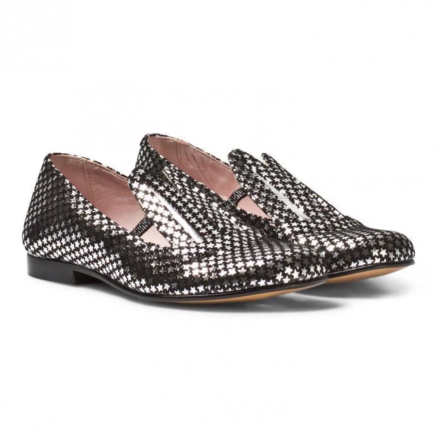 Minna Parikka Black And Silver Star Leather Bunny Ears Loafers Loaferit