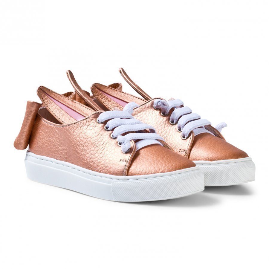 Minna Parikka Exclusive Rose Gold Nappa Leather T Bow Mini Trainers Lenkkarit