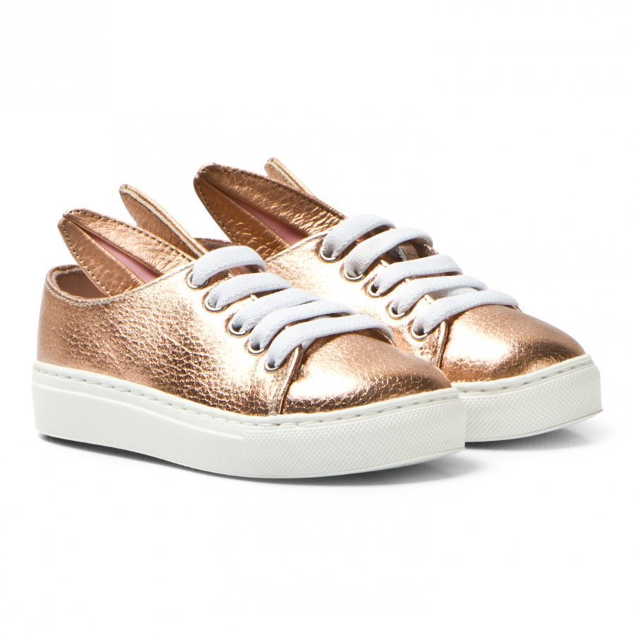 Minna Parikka Rose Gold Metallic Leather Bunny Trainers Lenkkarit