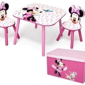 Minnie Mouse Pöytä 2 tuolia ja säilytyslaatikko Paketti