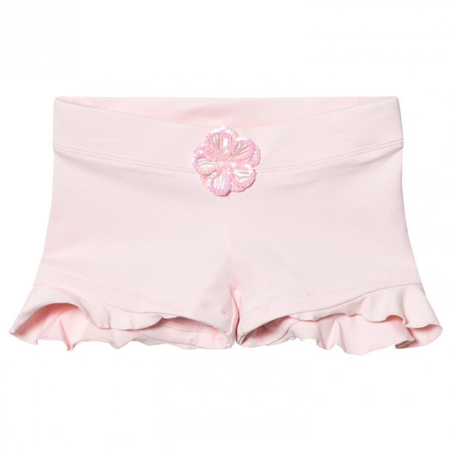 Mirella Pink Sequin Daisy Motif Ruffle Shorts Shortsit