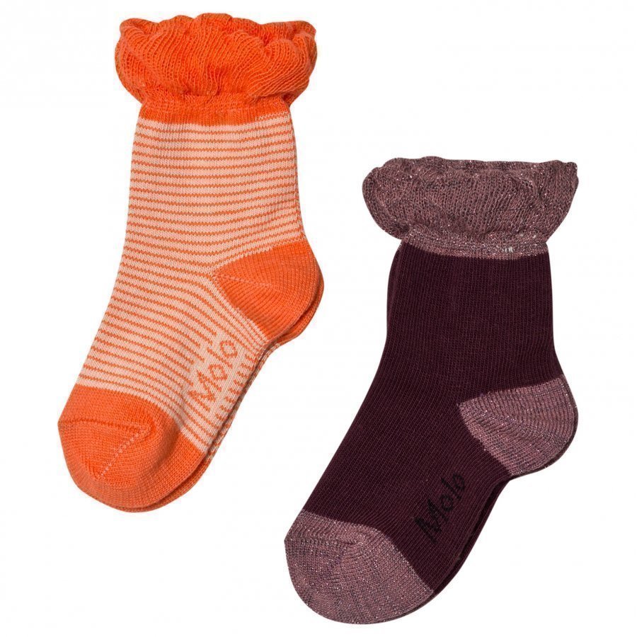 Molo 2-Pack Noella Socks Orange/Forest Berry Sukat