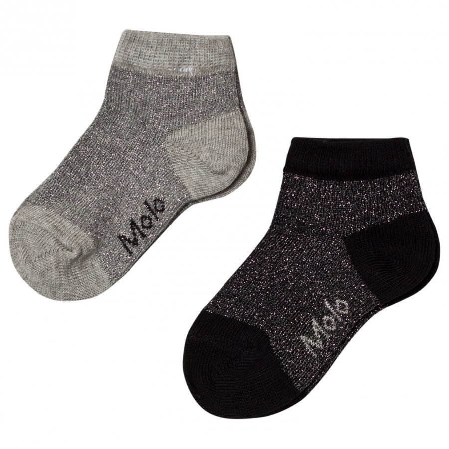 Molo 2-Pack Socks Silver/Black Glitter Sukat