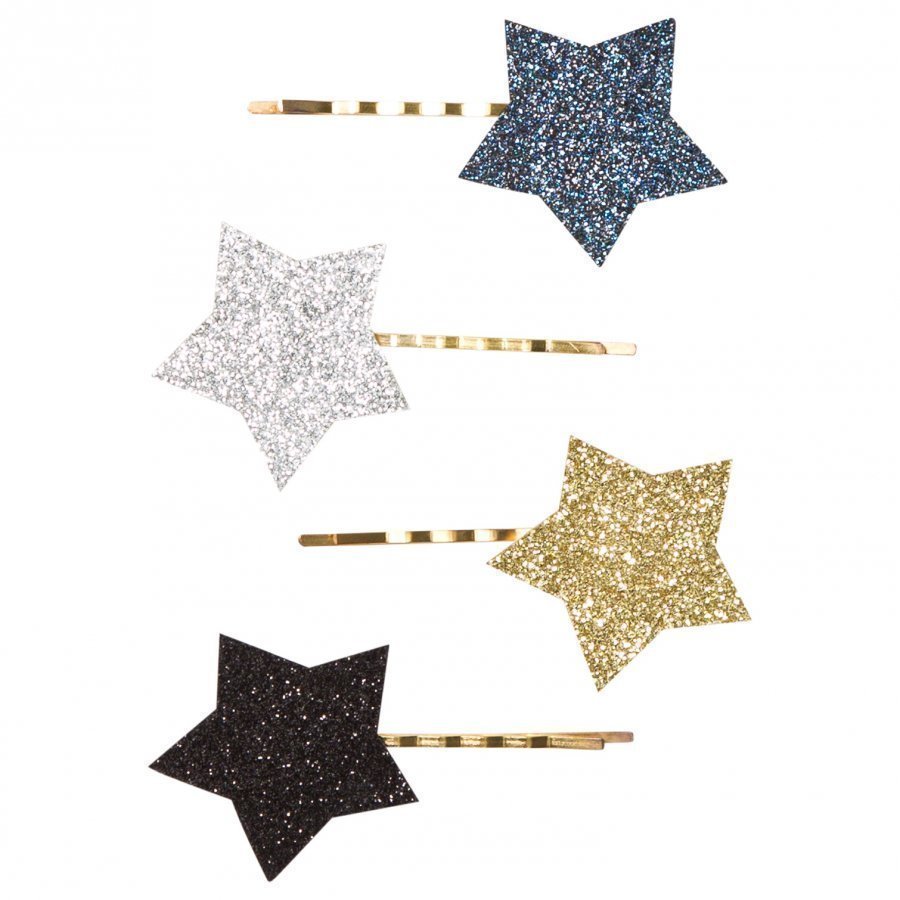 Molo 4-Pack Star Hair Clips Silver Hiusnauha