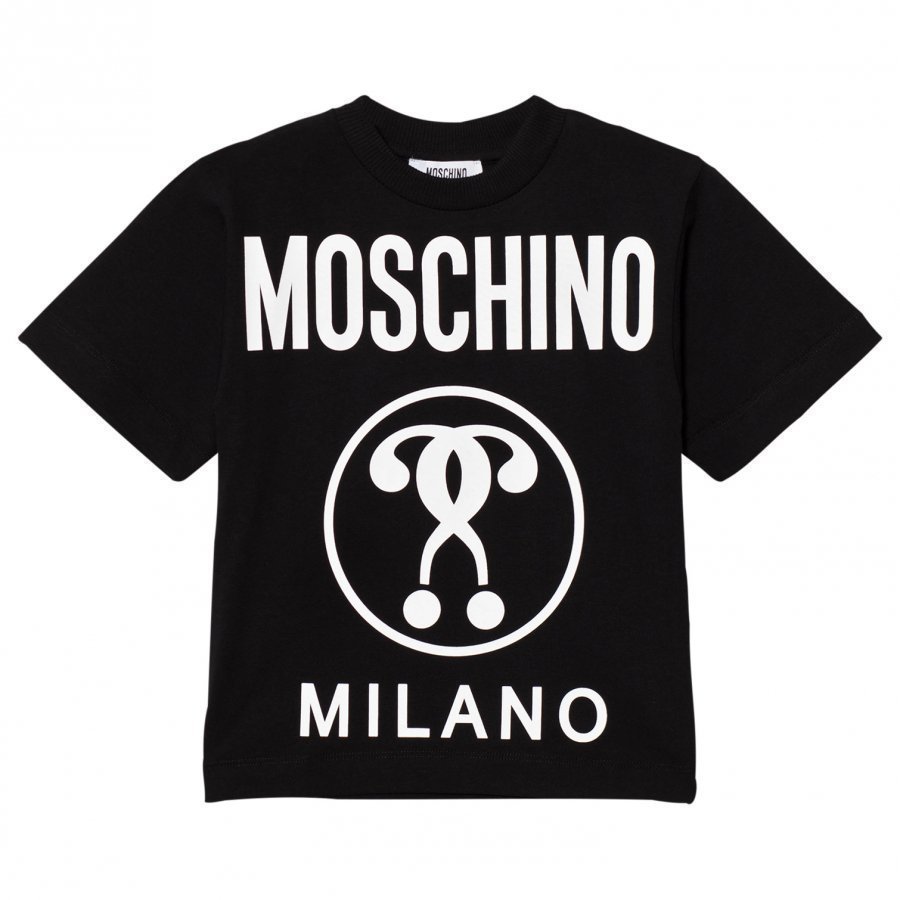 Moschino Kid-Teen Black Glow In Dark Branded Milano Print Tee T-Paita