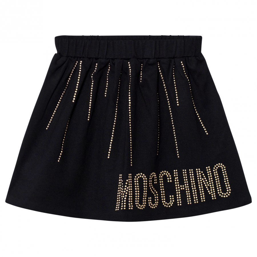 Moschino Kid-Teen Black Studded Branded Skirt Kellohame
