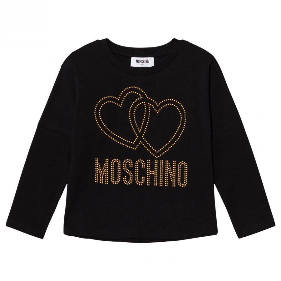 Moschino Kid-Teen Black Studded Logo Tee T-Paita