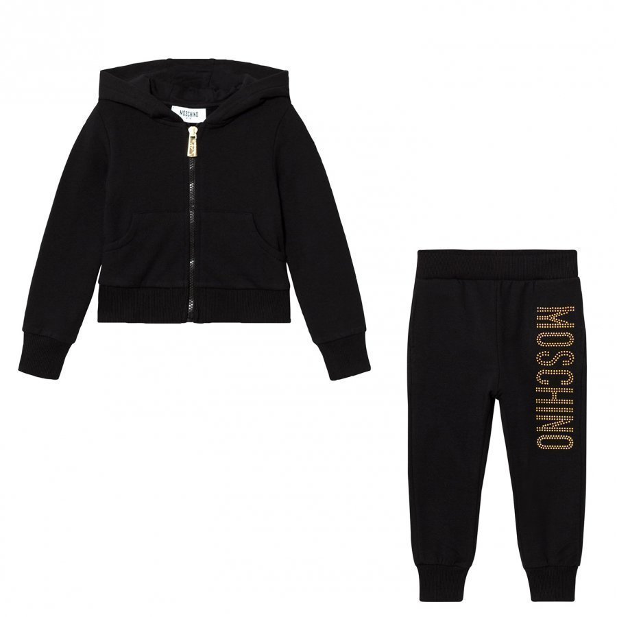 Moschino Kid-Teen Black Studded Logo Tracksuit Verryttelyasu