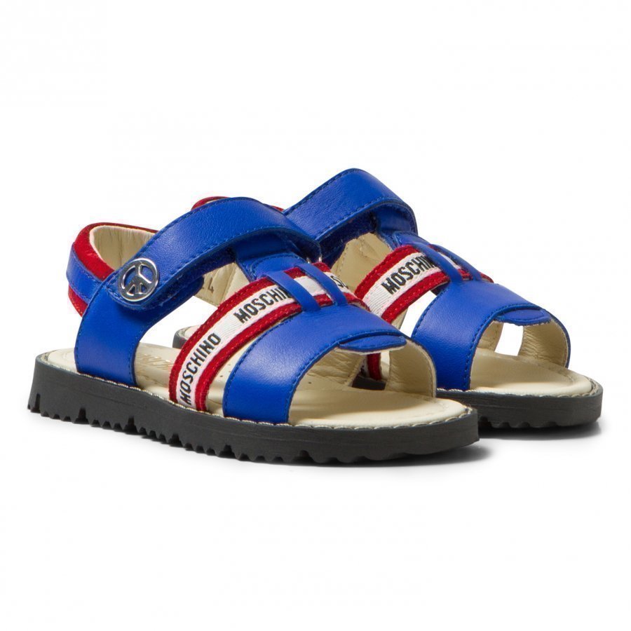 Moschino Kid-Teen Blue And Red Vitello Branded Sandals Remmisandaalit