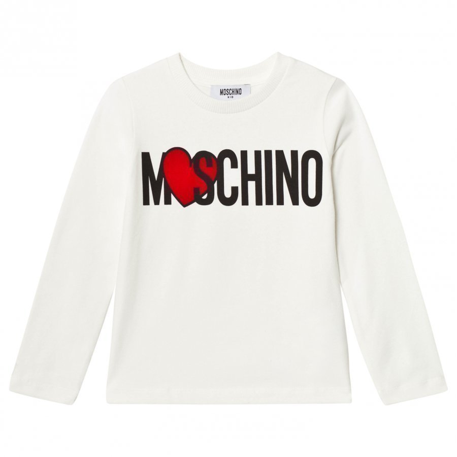 Moschino Kid-Teen Cream Heart Branded Tee T-Paita