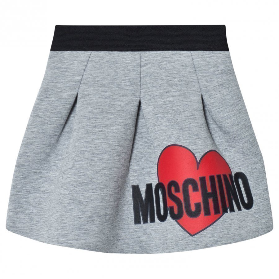 Moschino Kid-Teen Grey Heart Print Neoprene Skirt Kellohame