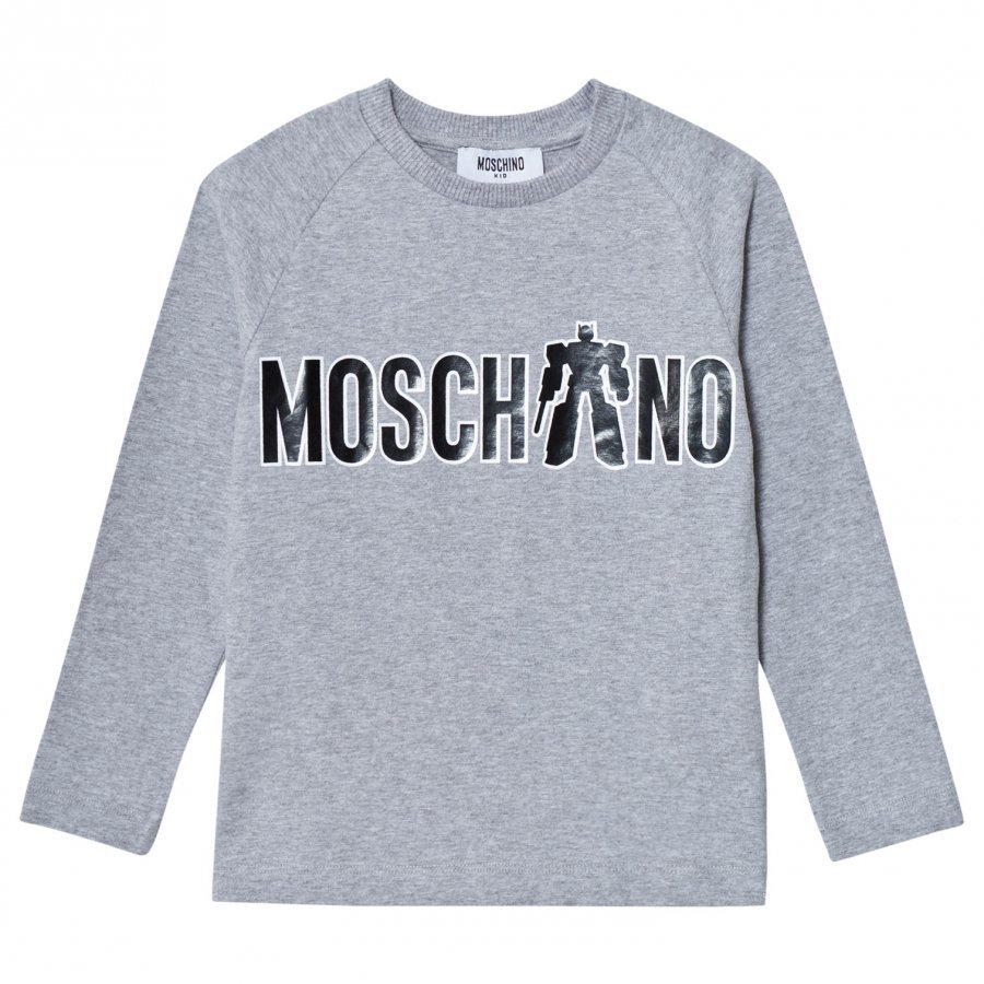 Moschino Kid-Teen Grey Transformer Branded Print Tee T-Paita