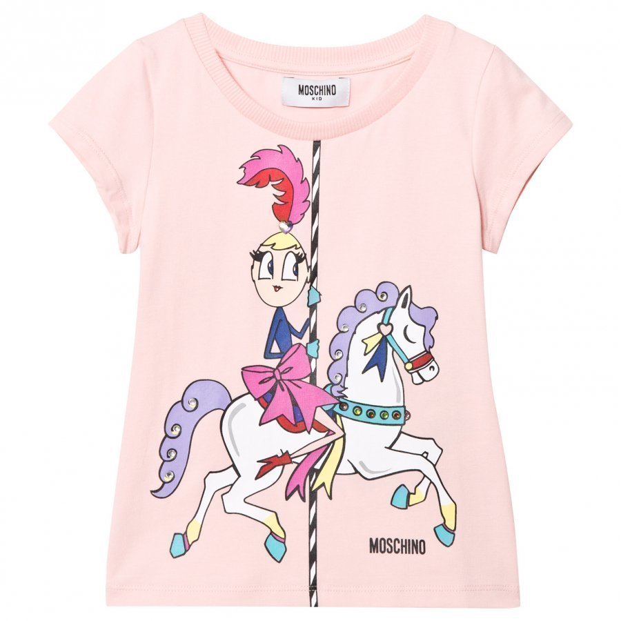 Moschino Kid-Teen Pink Carousel Print Tee T-Paita