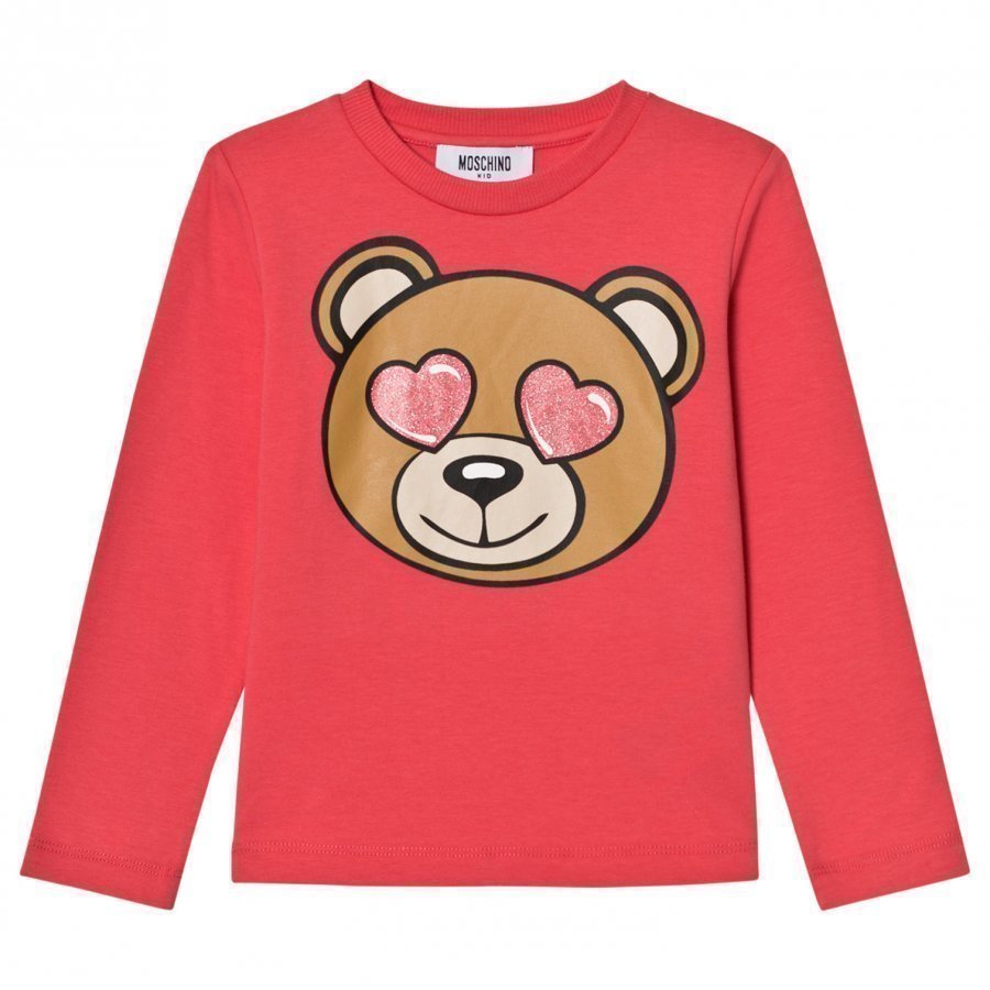 Moschino Kid-Teen Pink Heart Eye Bear Print Tee T-Paita