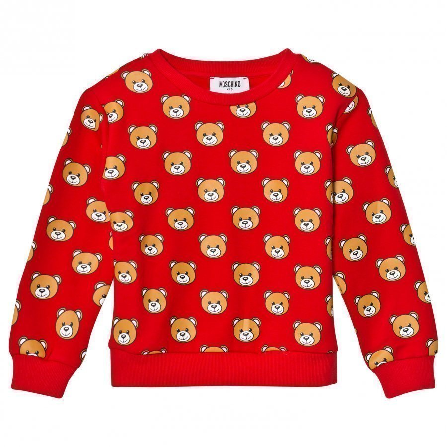 Moschino Kid-Teen Red All Over Bear Print Sweatshirt Oloasun Paita