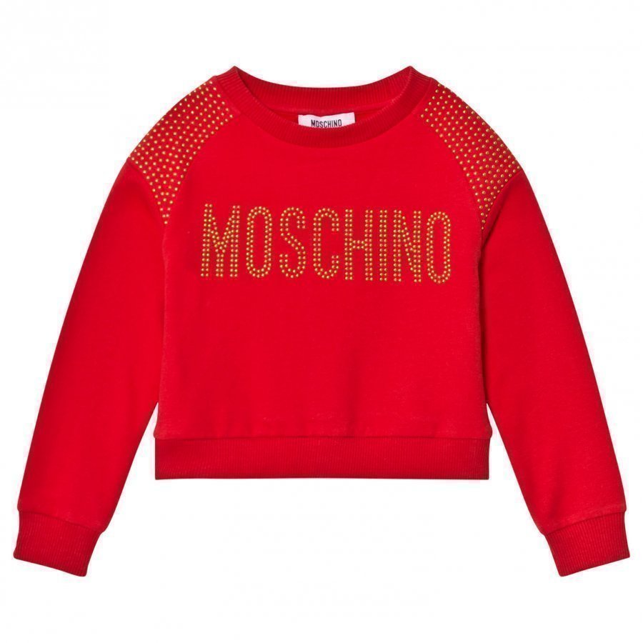 Moschino Kid-Teen Red Studded Logo Sweatshirt Oloasun Paita