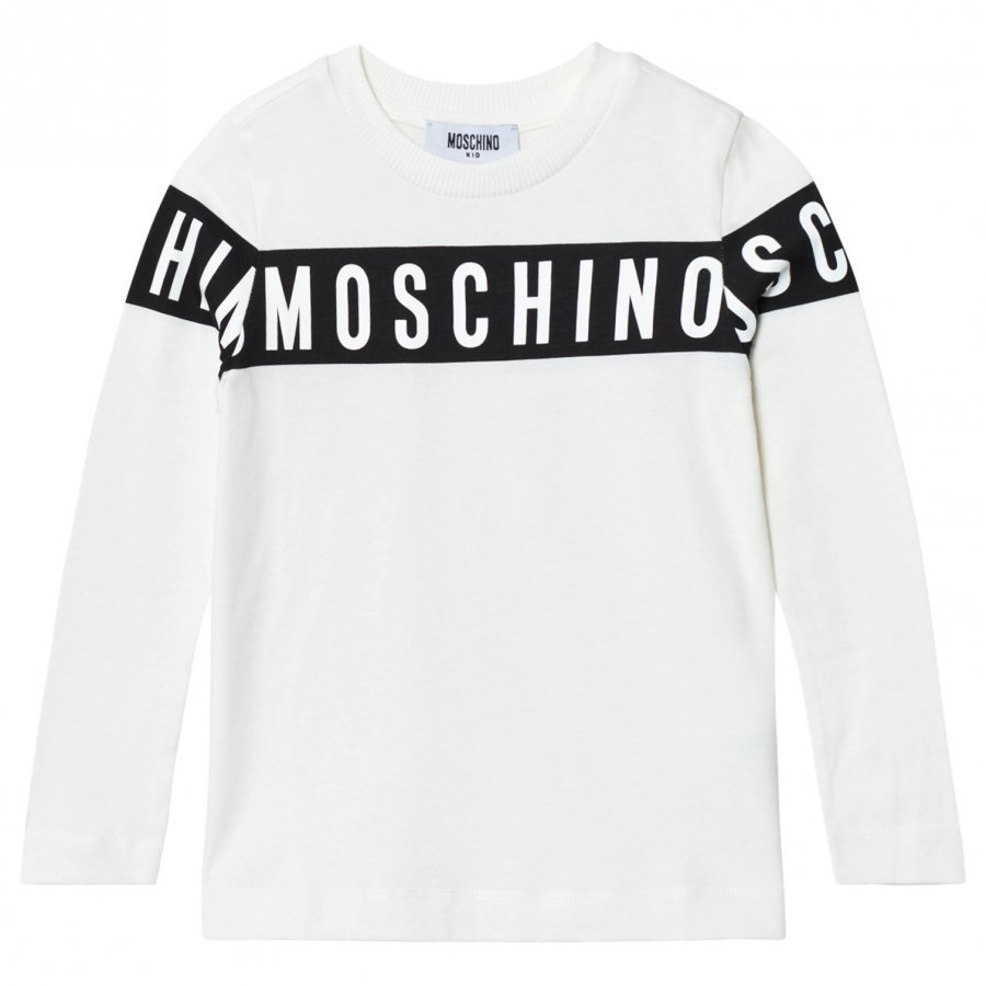 Moschino Kid-Teen White Branded Long Sleeve Tee T-Paita