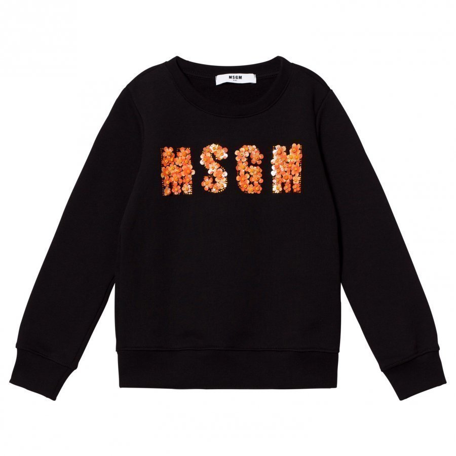 Msgm Black Beaded Logo Sweatshirt Oloasun Paita