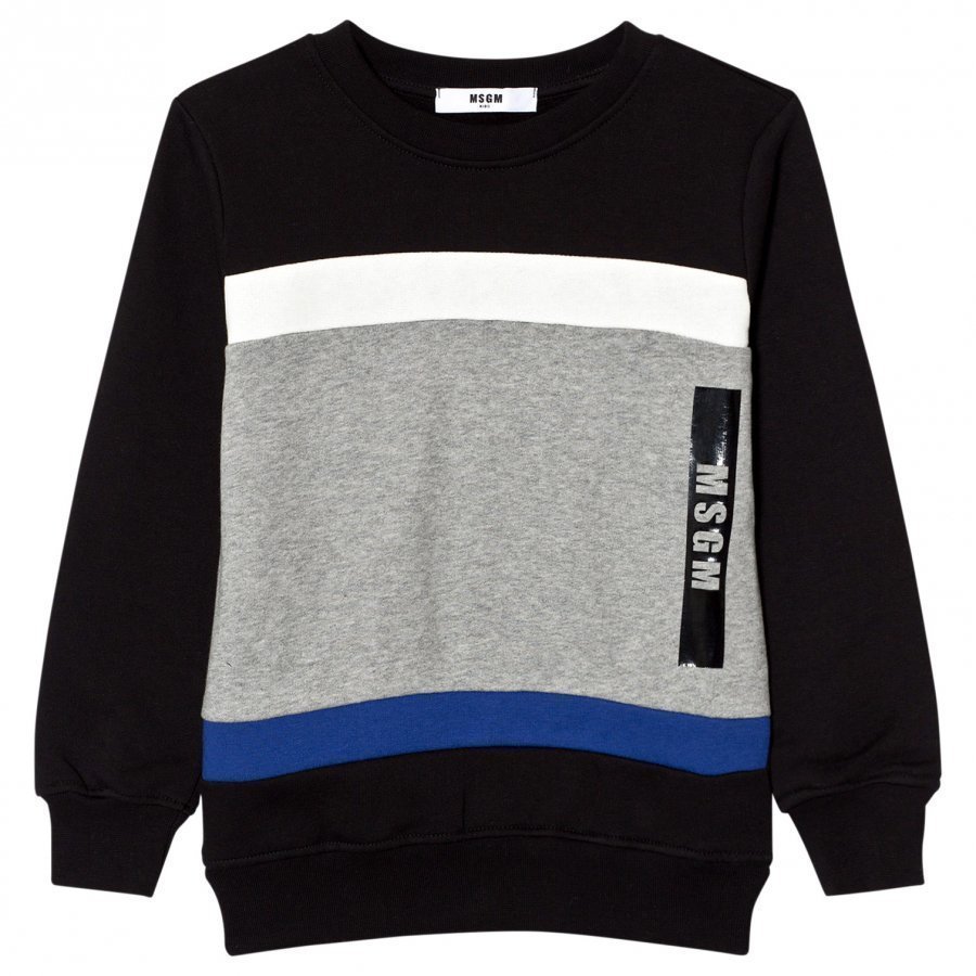 Msgm Black Colorblock Logo Sweatshirt Oloasun Paita